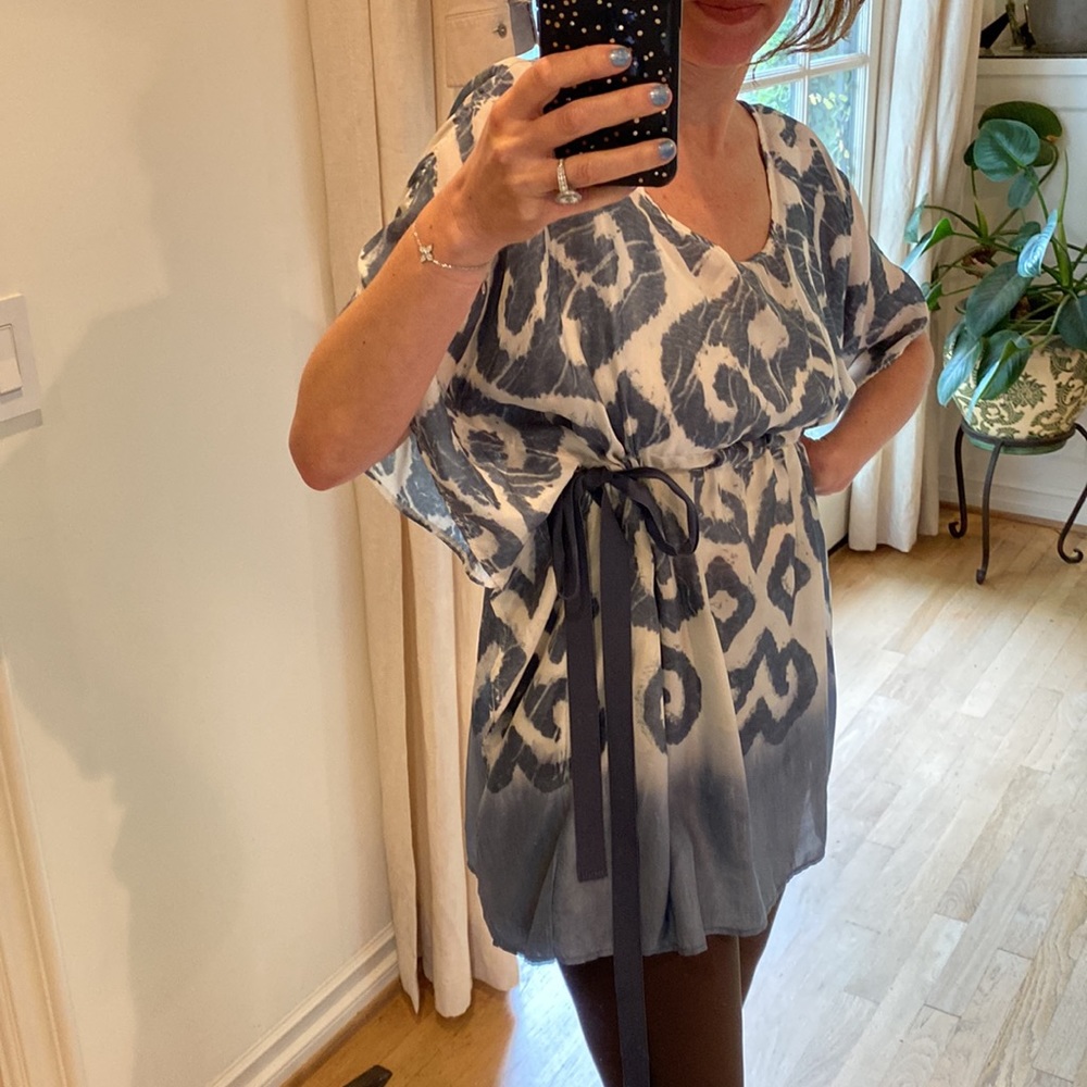 Silk blue and white blouse
